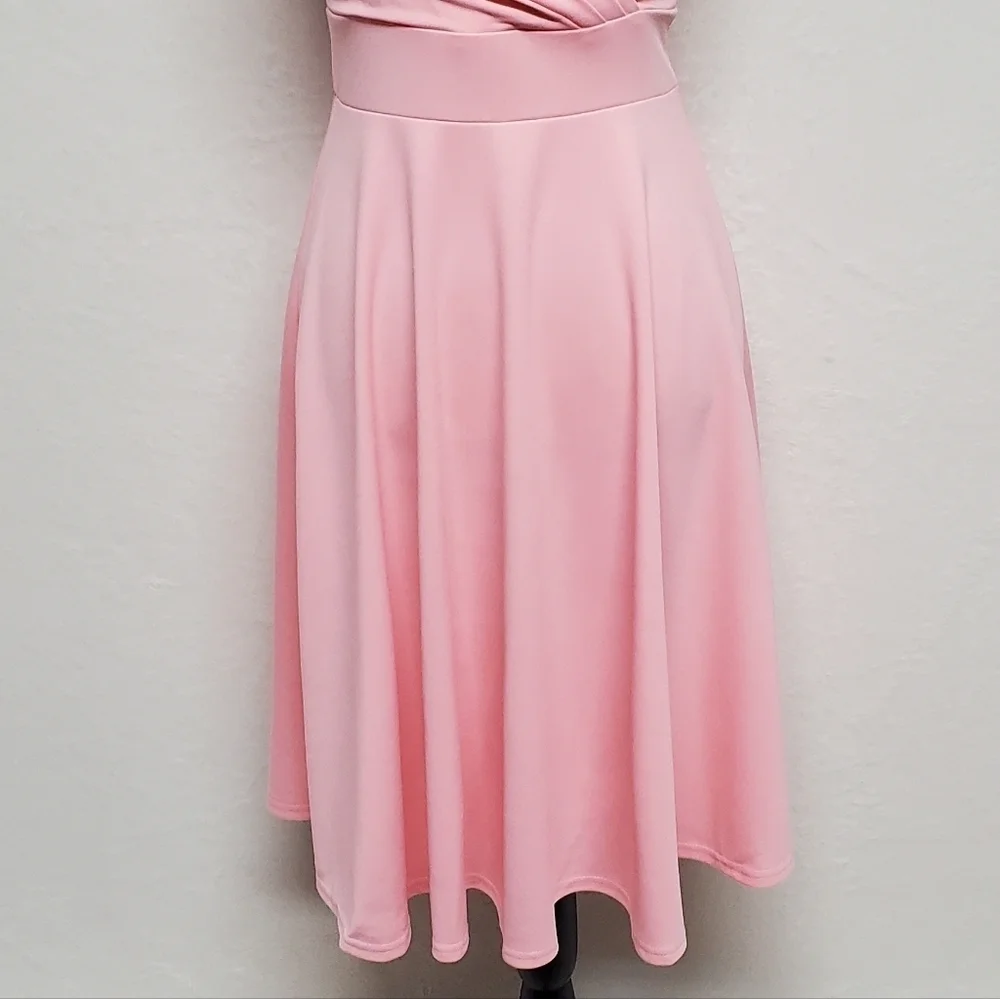 GRACE KARIN Women's Cocktail Bubblegum Pink Sleeveless Wrap V-Neck A-line Dress